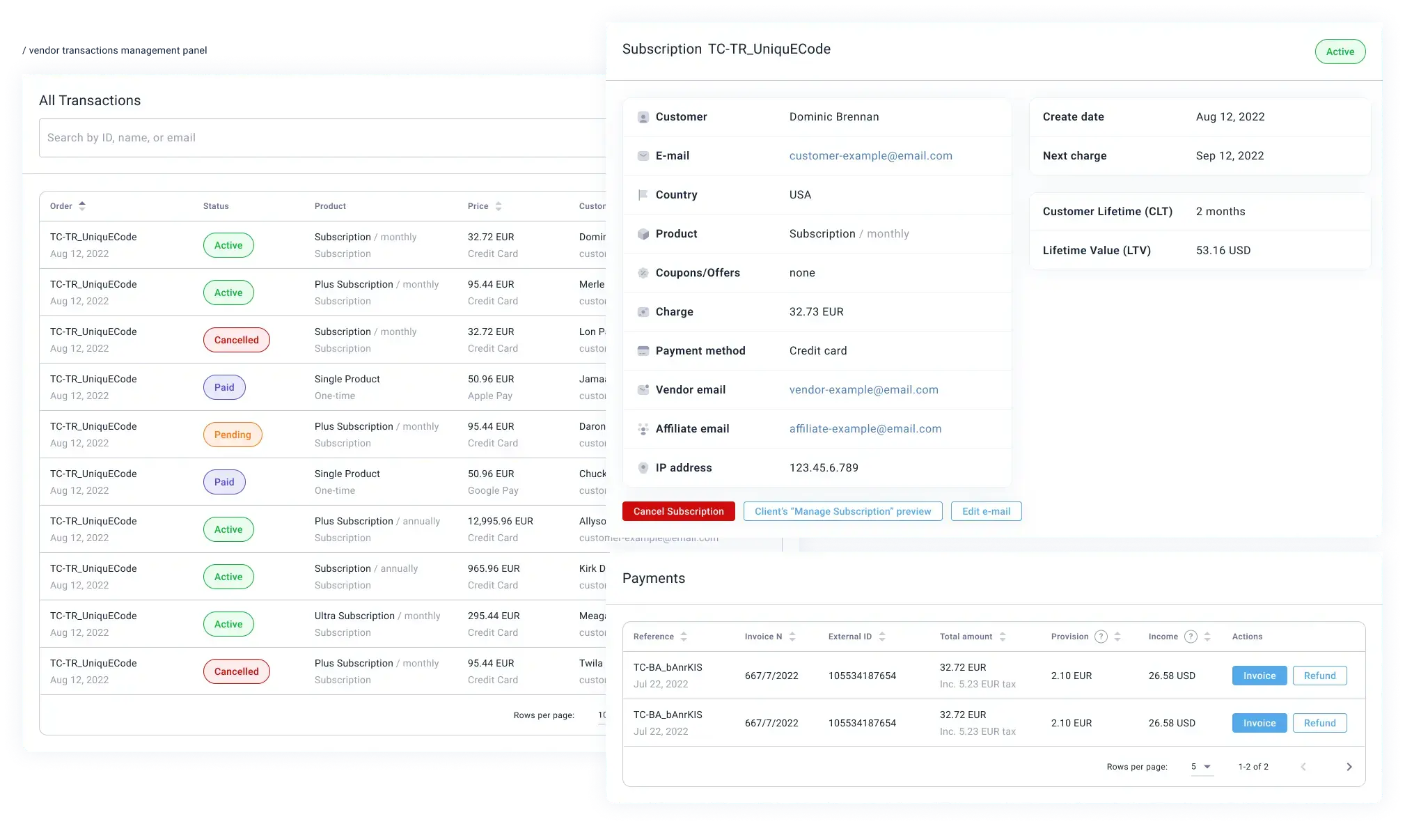 vendor panel